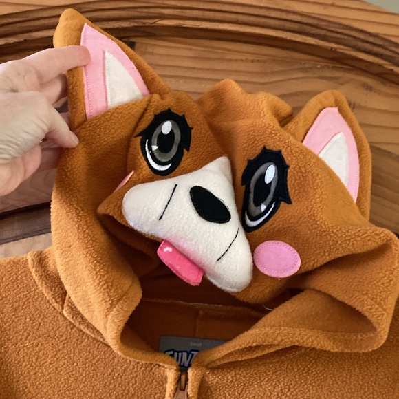 Women Funziez brown white dog one piece hooded costume pajamas size S - Picture 4 of 12